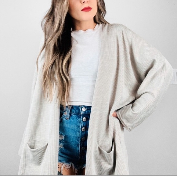 DONNI Ribbed Sweater Coat Cardigan - Picture 4 of 16